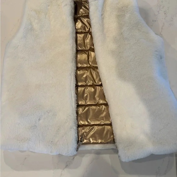 Gold Plush Reversible Puffer Vest. Never worn. - Picture 4 of 5